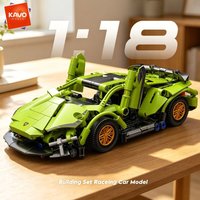 KAVOWORLD 1:18 Hot Green Technical Building Blocks Car Racing Sport Speed Vehicle Model City Super Bricks Puzzle Toys Adult Gift