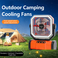 4-in-1 Rechargeable Camping Fan 20000mAh 4 Speed Wind Tent Fan with 3 Level LED Light 360° Rotatable Hook Timer Outdoor Activiti