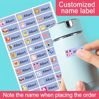 Personalized label names, purple cartoon pattern name stickers, custom water bottle stickers, cup stickers, and various label