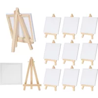 10-teiliges Künstler-Staffeleien-Set mit Leinwänden, für Kinder, Malen, Basteln, DIY, Zeichnen, kleiner Tisch, Staffelei für Schule, Ölgemälde, vierec