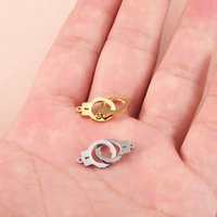 Fnixtar 20pcs Stainless Steel Handcuffs Charms Freedom Pendants Bracelet Connector Making DIY Handmade Jewelry Factory Wholesale
