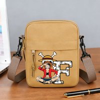 Anime One Piece Shoulder Bag for Boy Girl Cartoon Luffy Adjustable Multiple Compartments Mobile Phone Bag Casual Crossbody Bag