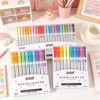 6/8/10/25 Colors Double Tibs Highlighter Pen Kawaii Marker Candy Colored Markers School Office Stationery Highlighters Cute Pens