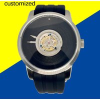DIY Customized Handmade watch Central tourbillon Simple appearance 3D print dial blackhole style for man diameter 44mm
