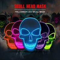 Halloween Horror Totenkopf-Maske LED Kaltlicht-Maske LED Halloween-Maske Cosplay-Maske Halloween-Party-Dekoration Leuchtende Totenkopf-Masken