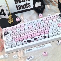 BIG SALE MOA Keycap Gradient Pink Puppy Cute DIY Mechanical Keyboard 75 87 98 Layout White Keycap Spotted Puppy Keycaps