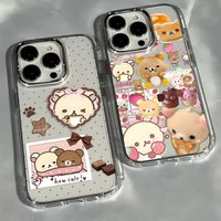 Chocolate Cake R-Rilakkuma Electroplated Lens Frame Clear Phone Case for iPhone 17 Air 16 15 14 13 12 11 Pro Max XS Max X Cover