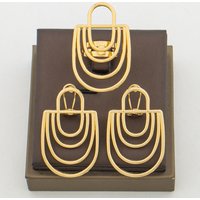 Irregular Earrings and Ring Jewelry Set African 18k Gold Color Clip Earrings Finger Ring 2Pcs Set for Engagement Jewellery Gifts