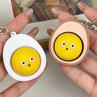 Creative Fidget Clicker Keychain, Cute Realistic Egg Avocado Shape Push Button Stress Relief Fidget Toy Pendant Bag Accessories