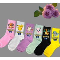 Pikachu Pokemon Printed Cartoon Anime Pattern Gengar Mewtwo Soft Cotton Socks Casual Comfortable Fashion Stockings for Gifts