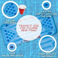 Inflatable Beer Pong Table Game with Floating Raft, Water Pool Party Entertainment & Ice Tank