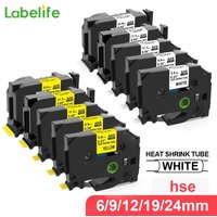 10PK Taśma termokurczliwa kompatybilna z Brother P-touch HSe-211 HSe-221 HSe-231 HSe-631 do owijania kabli dla PTE550W P750WVP