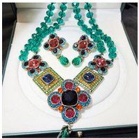 Haute couture vintage necklace bracelet copper plated real gold colored zircon light luxury high sense medieval marked necklace