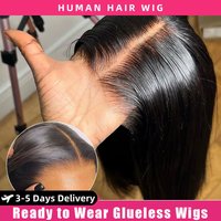 MSMV Bone Straight 5x5 Glueless Human Hair Wigs Ready to Wear Natural Black 6x6 No Glue Closure Lace Human Hair Wig For Women