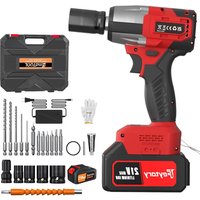 Cordless Impact Wrench, Brushless Impact Gun, 21V High Torque Power Impact Driver,with 4 Sockets for Car/Truck RV/Mower,Red