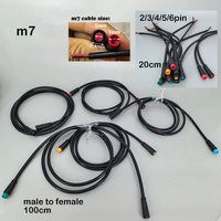 7mm m7 2 3 4 5 6 Pin core 1 male to female male plug cable Connector Waterproof Sensor E-bike Electric bicycle cord 0.2m/1m