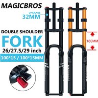 AliExpress NONE MAGICBROS Double Shoulder Air Suspension Fork Disc Brake 180MM Travel 15*100 / 110MM Electric E Bike Mountain Bicycle Air Fork