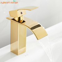 Bathroom Waterfall Basin Sink Faucet Deck Mounted Black Basin Faucets Hot Cold Water Faucet Chrome Sink Mixer Taps Torneira
