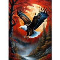 DIY Full Circle & Square Diamond Painting Suitable for Home/Office - Moon Night Eagle Animal Mosaic Cross Art