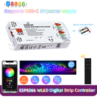 DOMRAEM ESP8266 WLED USB-C Addressable LED Controller Supports WS2811/12/12B/13/14/05 Digital Strips ETC. Level‑Shifter 16A Fuse