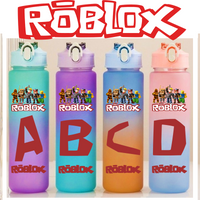 750ml Letters A-Z Numbers 1-9 Gradient Color Water Cup Game Roblox Anime Cartoon Straw Drink Bottle Gourde Boy Holiday Gift