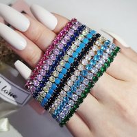 Rose Gold Silber Farbe 3mm 4mm 5mm Rosa Blau Grün Rot Tennis Armband Armreif für Frauen hochzeit Mode Schmuck Party Geschenk S4777