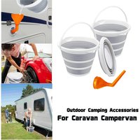 RV Water Funnel Filler Toilet Flush Filler Funnel 10L Collapsible Folding Silicon Bucket For Caravan Motorhome Camping Tool