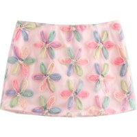 2026 New INS Style 3D Colorful Flower Mini Skirt Women Kawaii A-Line Zipper Short Skirt For Party Streetwear