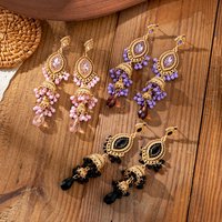 New Women's Vintage Ethnic Gold Color Crystal Earring Indian Jhumka Bell Long Tassel Earrings Brincos Luxury Party Jewelry