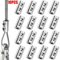 Stainless Steel Wire Rope Clips Set Double Hole Suspension Metal Clips Cable Clamp Adjustment Telescopic Locks Sling Fastener