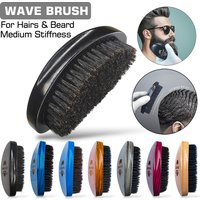 Gracemen 360 Wave Brush Afro Men Curved Wooden Handle Medium Stiffness Boar & Nylon Bristles Brush for Beard & Head Hair