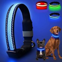 Light Up Dog Collar, Soft Mesh Safety Rechargeable & Adjustable LED Dog Collar for Night Walking, 3 Modes, 200m Visibility