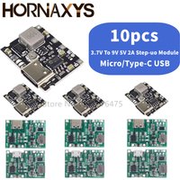 10pcs/TP4056 3.7V 4.2V 9V 5V 2A Adjustable Step Up Module 18650 Lithium Li-ion Battery Charging Discharge Power Board DIY Kit