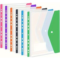 6 pcs Plastic envelope with adhesive snaps & 11 holes file folder expansion bag for 2/3/4 ring file bag and A4 school bag file b