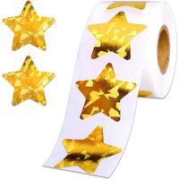 250Pcs 1.5in Holographic Glitter Gold Diamond Texture Star Decorative Reward Label Stickers, Packaging Box Decoration Stickers, Business Product Packaging Stickers, Party Gift Decoration Stickers,