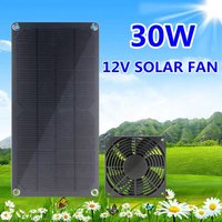 30W 12V Solar Exhaust Fan 6 Inch Mini Ventilator Solar Panel Powered Fan Air Extractor for Dog Chicken House RV Greenhouse Fan