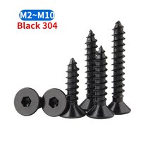M2 M2.3 M2.6 M3 M3.5 M4 M5 M6 M8 M10 Schwarze 304 Edelstahl-Innensechskant-Senkkopfschrauben mit Selbstschneidender Gewindeeinschneidung