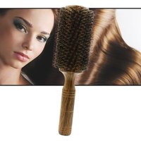 Brosse ronde professionnelle en bois de poils de sanglier pour cheveux longs et bouclés, peigne de coiffure, peigne de coiffeur