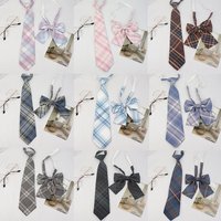 A Set of Two Handmade Jk Ties + Bow Ties, Available in Various Styles, Versatile College-Style Jk Plaid Women's Bow Ties and Ties, There Is Always One That Can Meet Your Needs