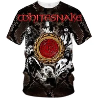 Summer Hot Sale Whitesnake Men's And Women's T-shirt Fashion Loose 3D Printed Casual Breathable Round Neck Short Sleeve Tops