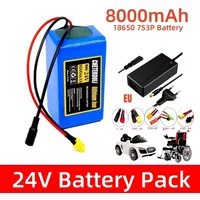 100% New 7S3P 18650 24V 8000mAh Rechargeable Batteries 24V Lithium Battery Wheelchair Battery 7s3p Battery Pack for Bicycle