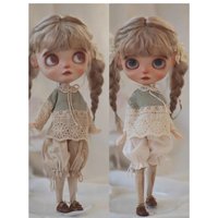 2024 New arrival 2pcs Vintage tea dyed old tops + Carrot pants for Blythe doll azone momoko Pullip,Ob22,Ob24, Licca 1/6 30cm