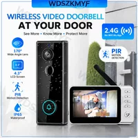 New Waterproof Wireless Doorbell Camera 4.3in IPS Screen Active Wake-Up Video Intercom Doorbell 1080P Home Security Door Bell