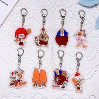 1/8Pcs Disney Chicken Little Car Keychain Acrylic Keyrings Bag Charms Cute Backpack Pendant Funny Prop Decoration Friends Gifts