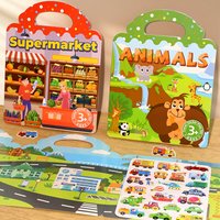 Reusable Children's Stickers Book Animal Jelly Stickers DIY Cute Scene Stickers Keep Kids Busy For Mom Kids Birthday Gifts