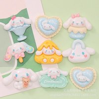 24/160PCS Cartoon puppy cheesecake signboard DIY cream gel hair accessories, water cup stickers, resin accessories