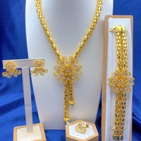 Dubai Weddings Luxury Jewelry Set For Women Flower Design Earrings and Necklace Gold Color Jewellery Set Party Gift