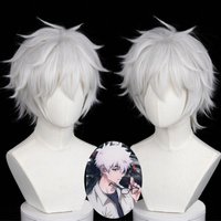 White Anti-upturned Synthetic Short Hair Wig cosplay Anime Wig Anime Reality Show Wig