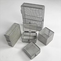 Stainless Steel Mesh Basket with Lock and Lid Storage Basket Ultrasonic Cleaning Box Medical Instrument Sterilization Basket