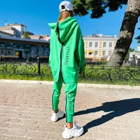 Women's Long Zipper Lettering Print Loose Sweater Trousers Suit Fashion Trend 2025 Can Be Worn before And after